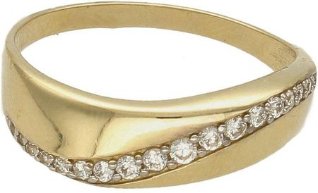 Diament Złoty pierścionek 585 z pasmem cyrkonii (PI1281)