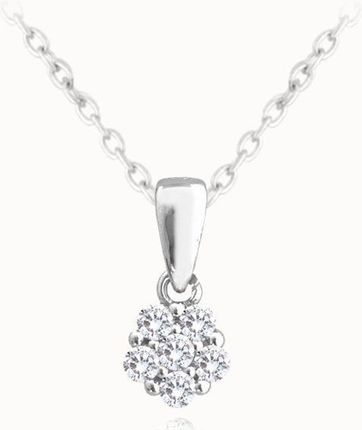 Diament Naszyjnik srebrny kwiatek z białą cyrkonią (JMAD0037SN38)