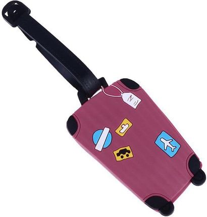 Adresownik silikonowy na bagaż podróżny walizka różowa