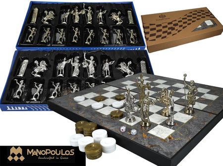 Manopoulos G & J Gp 2 w 1 Backgammon Szachy szary marmur 086-8002