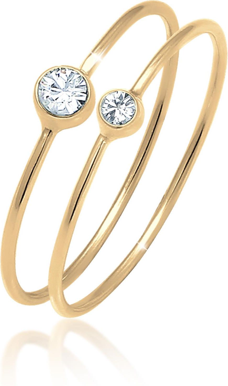 Elli Dames Ring Dames Band Ring Set Twisted Basic Trend in 925 Sterling