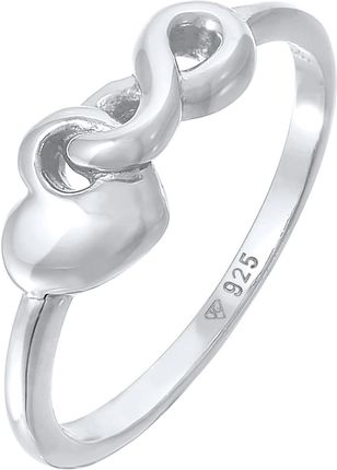 Elli Pierścień Damskie Serce Nieskończoność Wtopione W Srebro Próby 925 Sterling Silver 56mm