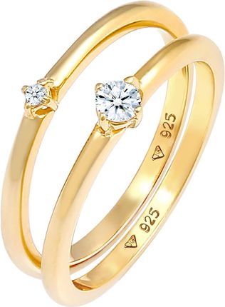 Elli Diamonds Pierścień Ladies Solitaire Elegant Classic Z Diamentami (0,13 Ct.) W 925 Sterling Silver 54mm