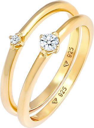 Elli Diamonds Pierścień Ladies Solitaire Elegant Classic Z Diamentami (0,13 Ct.) W 925 Sterling Silver 56mm