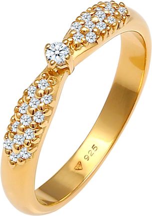 Elli Diamonds Pierścień Damski Zaręczynowy Glamour Z Diamentami (0.16 Ct) Pozłacane Srebro 925 Sterling Silver 52mm