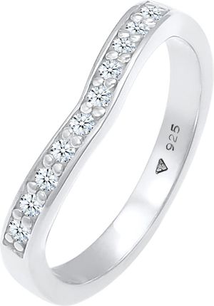 Elli Diamonds Pierścień Damski Zaręczynowy W Kształcie Litery V Z Diamentami (0,15 Ct) Srebro 925 Sterling Silver 56mm