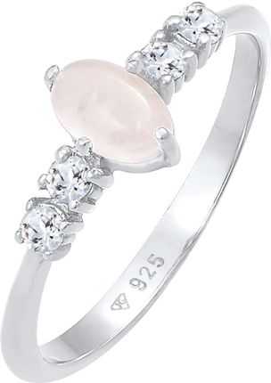 Elli Premium Pierścień Damski Pierścionek Zaręczynowy Oval Engagement Elegant Sparkling Z Różowym Kwarcem I Topaz W Srebrze 925 Sterling