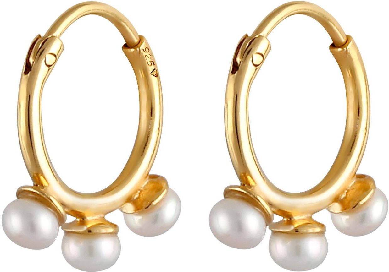 Créoles Argent 925 Plaqué Or – Avec Véritables Perles De Jade Vert Grade A, Neuves Avec étiquettes