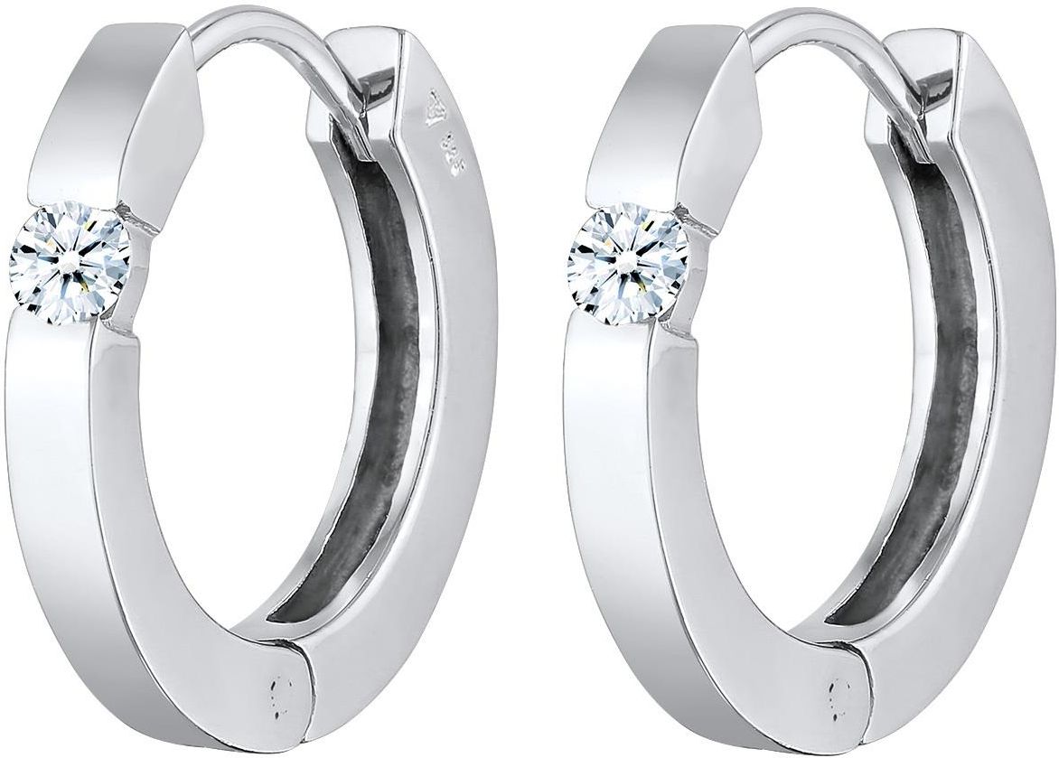 Elli DIAMONDS Earrings Women Creole Basic Diamond (0.03 ct.) in 925 Sterling Silver