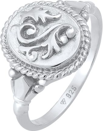 Elli Pierścień Damski Vintage Ornament Chunky Trend Blogger W Srebrze Próby 925 Sterling Silver 58mm
