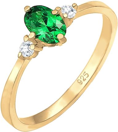 Elli Elli Pierścień Damska obrączka elegancka z zielonymi kryształami cyrkonii w srebrze próby 925 Sterling Silver Pierścionki Damski