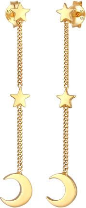 Elli Kolczyki Damskie Star Crescent Astro Trend W 925 Sterling Silver Pozłacane Złoto