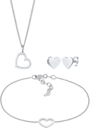 Elli Elli Zestaw biżuterii Damskie kolczyki sztyfty zawieszki serca miłość wycięcie regulowane w srebrze próby 925 Sterling Silver Zestawy