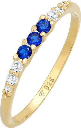 Elli Elli Pierścień Damski pierścionek Elegantz kryształami cyrkonii i syntetycznych szafirów w pozłacanym srebrze 925 Sterling Silver Pierścionki