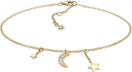 Elli Elli Anklet Damska bransoletka na kostkę Astro Gwiazda Półksiężyc z kryształami w pozłacanym srebrze 925 Sterling Silver Bransoletki na nogę Dams