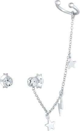Elli Elli Kolczyki Damskie sztyfty nausznica w zestawie Lightning Star Astro Trend z kryształami w srebrze 925 Sterling Silver