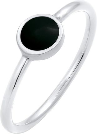 Elli Elli Pierścień Damski Solitaire pierścionek do łączenia czarny podstawowy z emalią w srebrze 925 Sterling Silver Pierścionki