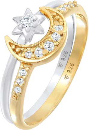 Elli Pierścień Zestaw Pierścionków Do Łączenia Star Moon Astro Trend Z Kryształami Cyrkonii W Srebrze 925 Sterling Silver 56