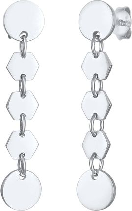 Elli Elli Kolczyki Damskie kolczyki wisiorki płytkowy design Hexagon Geo Trend Bloger z pozłacanego srebra próby 925 Sterling Silver