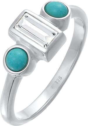 Elli Premium Pierścień Damski Pierścionek Zaręczynowy Vintage Błyszczący Z Topaz I Howlitem W Rodowanycm Srebrze 925 Sterling Silver