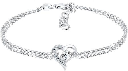 Elli Elli Bransoletka Damski symbol miłości serce z kryształami w srebra próby 925 Bransoletki