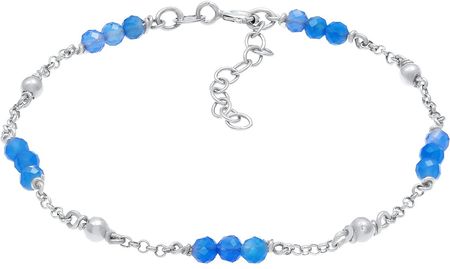 Elli Bransoletka Ladies Ball Agate Blue Trend Adjustable In 925 Sterling Silver Srebro