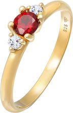 Elli Premium Pierścień Damski Pierścioenke Klasyczny Z Garnet I Topaz W Pozłacanym Srebrze 925 Sterling Silver 58