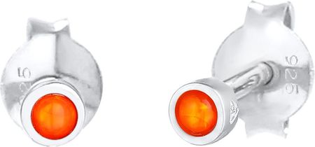 Elli Kolczyki Damskie Sztyfty Okrągłe Pomarańczowe Trend Lata Z Syntetycznym Opalem W Srebrze Próby 925 Sterling Silver Srebro