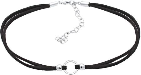 Elli Naszyjnik Choker Damski Trend Koło Z Zamszu W Kolorze Czarnym Srebro Próby 925 Sterling Silver 32