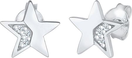 Elli Diamonds Kolczyki Damskie Sztyfty Błyszczące Gwiazdy Astro Trend Basic Z Diamentami (0.03 Ct) W Srebrze 925 Sterling Silver 9