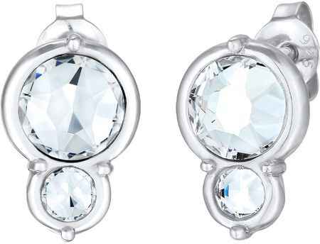 Elli Kolczyki Damskie Sztyfty Okrągłe Eleganckie Z Kryształem W Srebrze Próby 925 Sterling Silver Srebro
