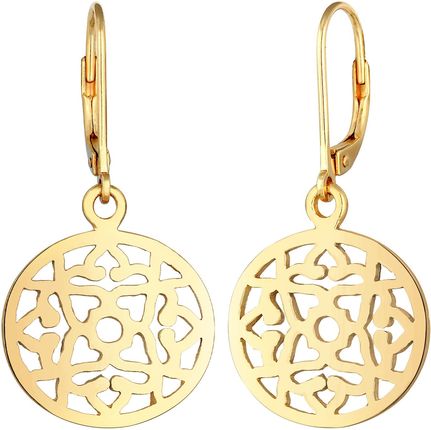 Elli Kolczyki Damskie Ornament Orientalny Okrągły W Srebrze Próby 925 Sterling Silver Złoto