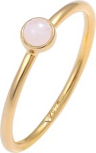 Elli Pierścień Damski Do Łączenia Basic Minimal Stack Z Różowym Kwarcem W Pozłacanym Srebrze 925 Sterling Silver 56