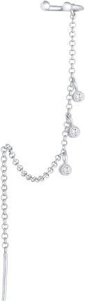 Elli Kolczyki Damska Nausznica Pull Through Z Cyrkonią Single Trend Blogger W Srebrze 925 Sterling Silver Nausznice Damski