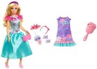 Barbie Moja Pierwsza Barbie Elastyczna lalka Deluxe Barbie „Malibu” Roberts (blondynka), z ubrankiem na przyjęcie oraz do spania oraz akcesoriami, zab