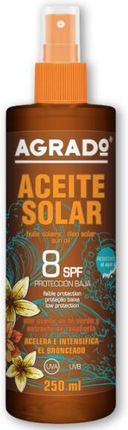 Agrado Aceite Solar Olejek Przyspieszający Opalanie Ciała Spf8 250 ml