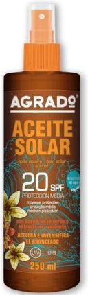 Agrado Aceite Solar Olejek Do Ciała Przyspieszający Opalanie Spf20 250 ml
