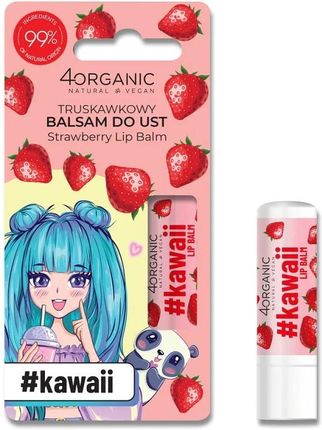 4Organic #Kawaii Naturalny Balsam Do Ust Strawberry 5G 