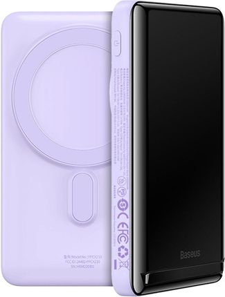 Baseus Magnetic Bracket Wireless Fast Charge Power Bank 10000mAh 20W Purple（With Xiaobai series fast charging Cable Type-C to Type-C 60W(20V/3A) 50cm