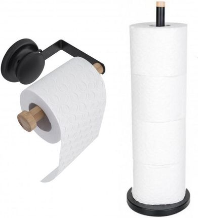 Komplet uchwyt na papier toaletowy i stojak na zapasowe rolki bambus - Yoka