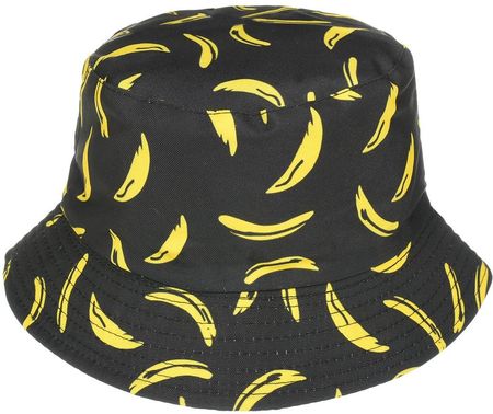 Kapelusz dwustronny bucket hat czapka nadruk banan czarny kap-m-22
