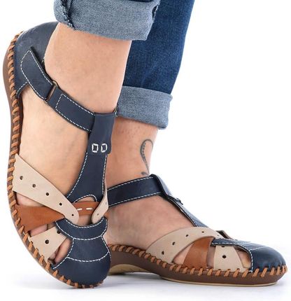 Komfortowe sandały damskie płaskie na rzep Rieker M1655-14