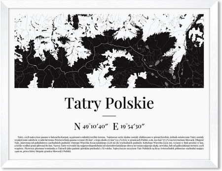 Iwall Studio Obraz Mapa Tatr Polskich Biała Rama 286