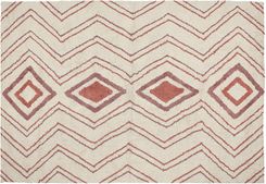 Beliani Dywan Bawełniany Włochaty Boho Geometryczny Wzór 140X200Cm Beżowo Różowy Kastamonu 354487