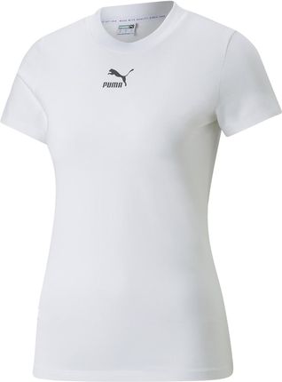 Damska Koszulka z krótkim rękawem Puma Classics Slim Tee 53561002 – Biały