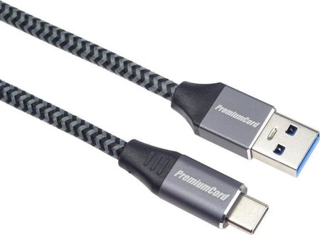 Premiumcord USB-A - USB-C 1 m Czarno-szary (KU31CS1)