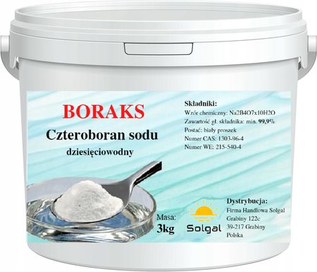 Czteroboran Sodu Boraks 10-Wodny Borax 99,9% 3Kg