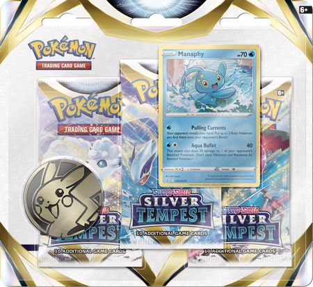 Pokemon TCG Silver Tempest 3-Pack Blister Manaphy