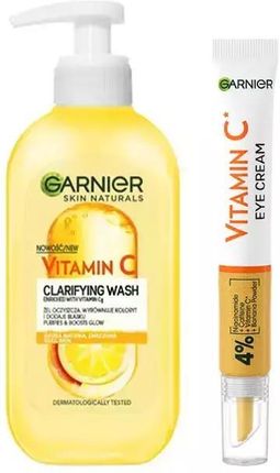 Garnier Vitamin C Żel oczyszczający z witaminą C 200 ml + Skin Naturals Vitamin C Eye Cream krem pod oczy 15 ml