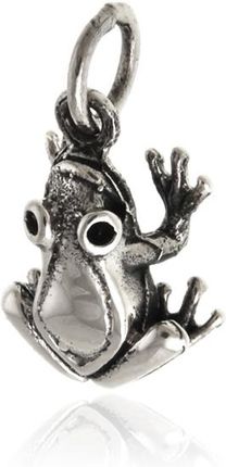 Valerio Elegancki oksydowany srebrny wisior wisiorek żaba żabka frog srebro 925 W0469